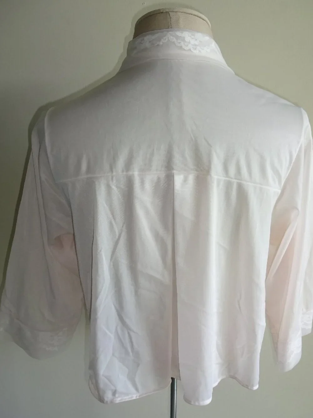 Vintage 1960s Pink Henson Kickernick Bed Jacket M Nylon Floral Illusion Lace USA